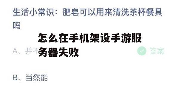 手机架设手游服务器失败？揭秘五大常见问题及解决方案