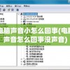 电脑声音小怎么回事(电脑声音怎么回事没声音)