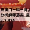 今天澳门一码一肖,深入分析解释落实_显示型v.7.474