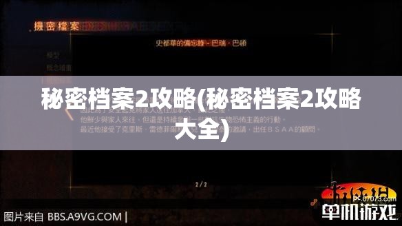 秘密档案2攻略(秘密档案2攻略大全)