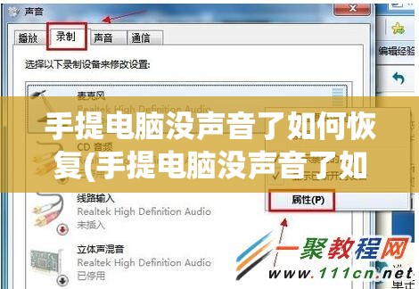 手提电脑没声音了如何恢复(手提电脑没声音了如何恢复原状)