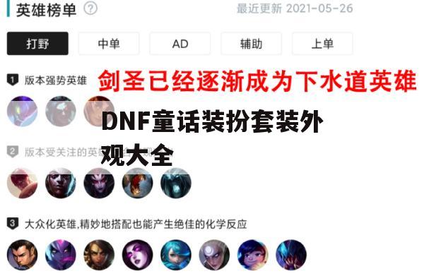 DNF童话装扮套装外观大全(dnf童话装扮套装外观大全图片)