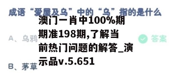 澳门一肖中100%期期准198期,了解当前热门问题的解答_演示品v.5.651