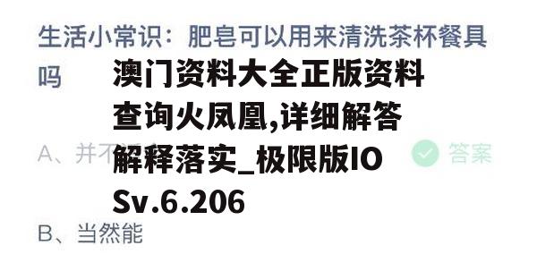 澳门资料大全正版资料查询火凤凰,详细解答解释落实_极限版IOSv.6.206