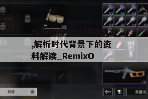 新澳精准资料期期精准,解析时代背景下的资料解读_RemixOSv.4.341