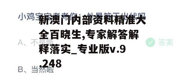 新澳门内部资料精准大全百晓生,专家解答解释落实_专业版v.9.248