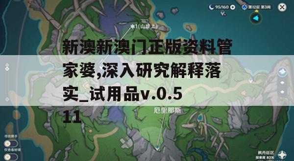 新澳新澳门正版资料管家婆,深入研究解释落实_试用品v.0.511